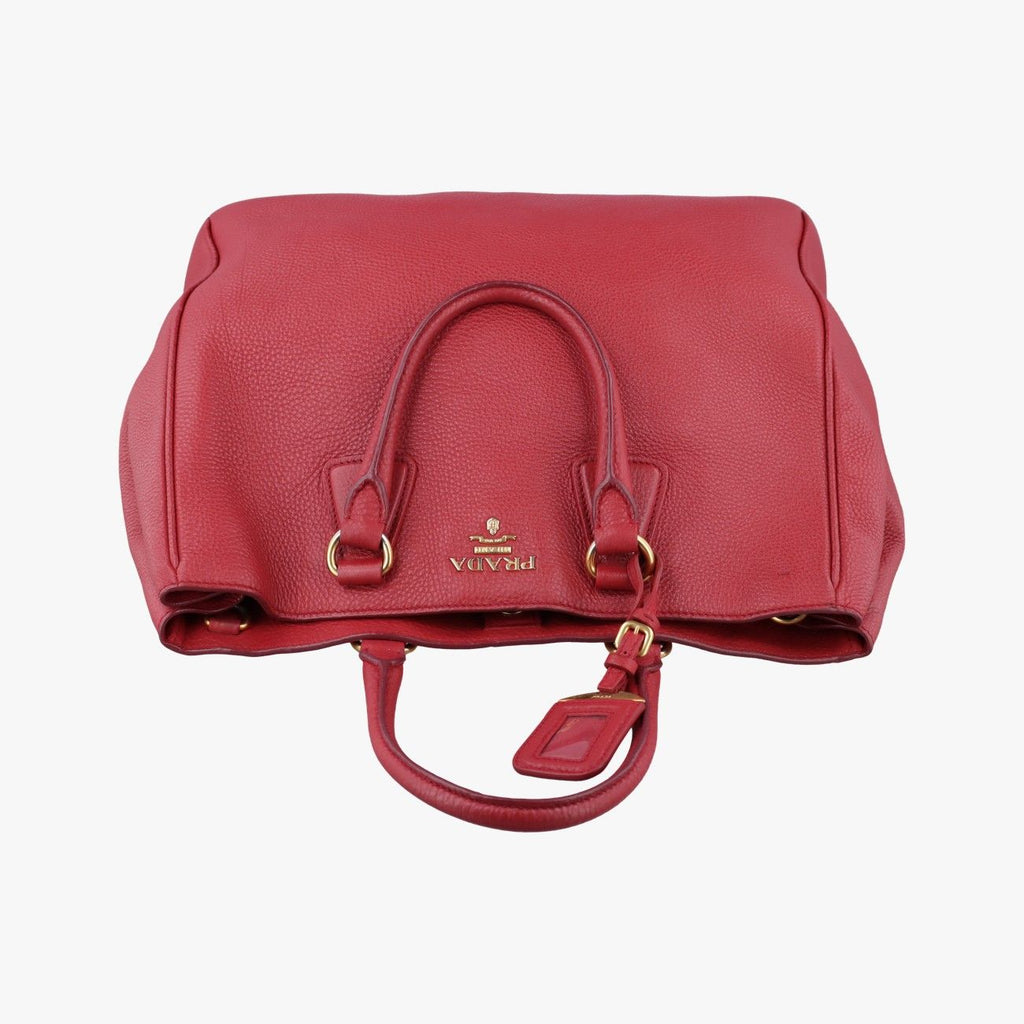 Prada Vitello Daino Top Handle Red Leather 25 — view 8