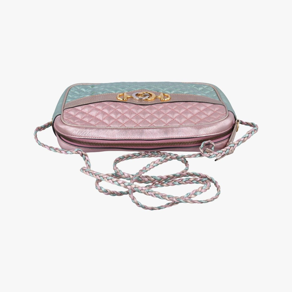 Gucci Trapuntata Camera Laminate Pink Green Multi Leather — view 8