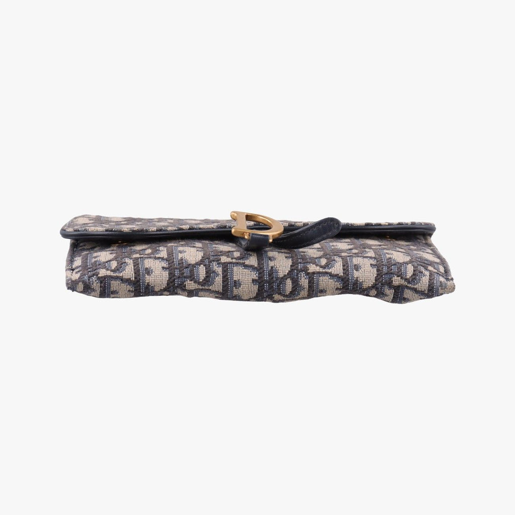 Dior Saddle Navy Gray Jacquard Leather Shoulder Bag — view 3