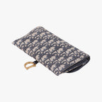 Dior Saddle Navy Gray Jacquard Leather Shoulder Bag — view 6