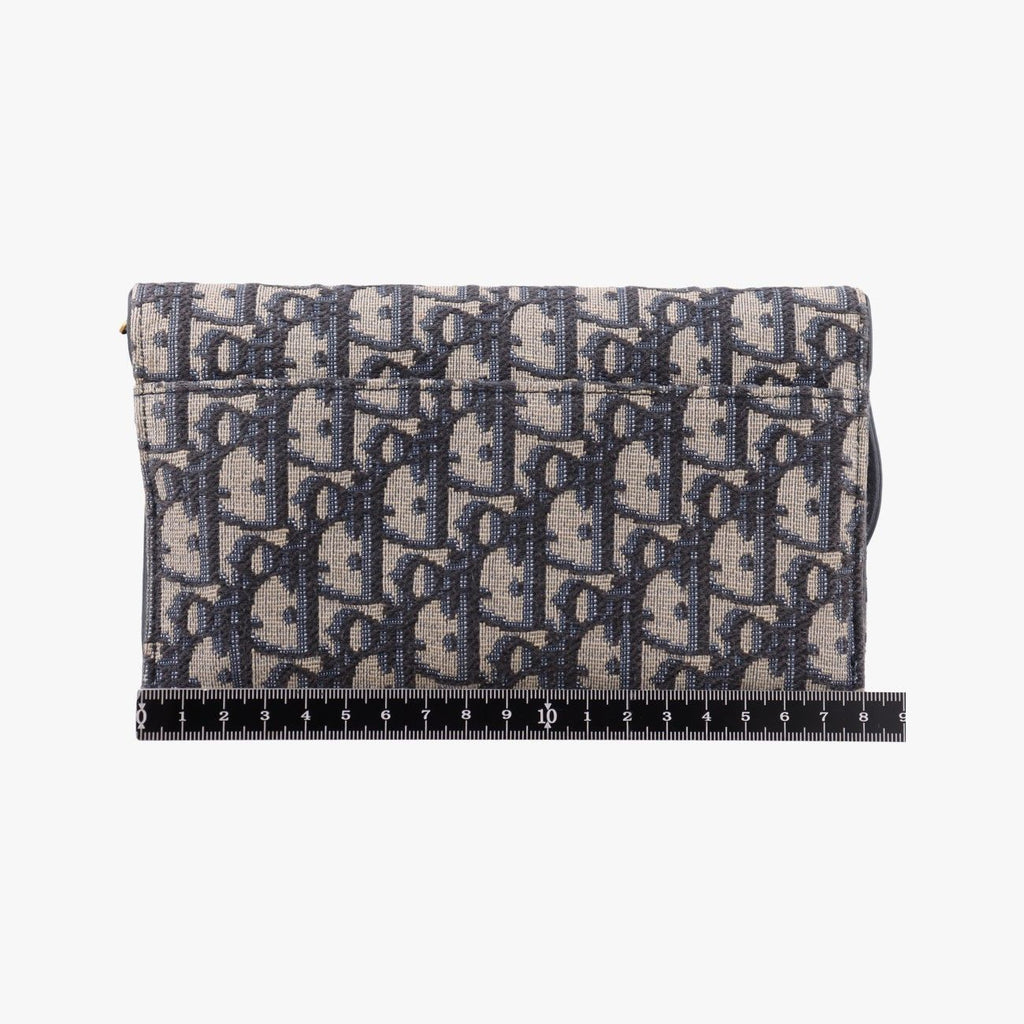 Dior Saddle Navy Gray Jacquard Leather Shoulder Bag — view 2