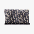 Dior Saddle Navy Gray Jacquard Leather Shoulder Bag — view 2