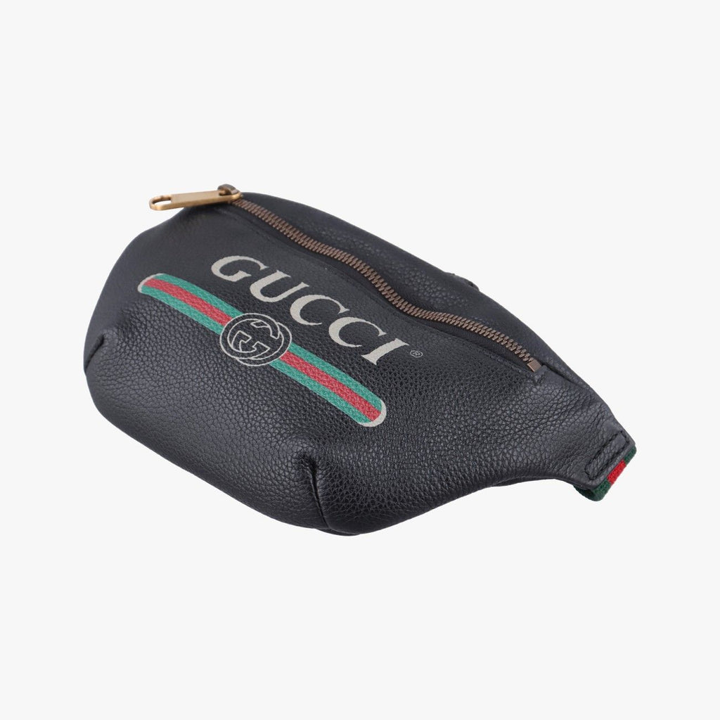 Gucci Print Black Leather Handbag — view 4