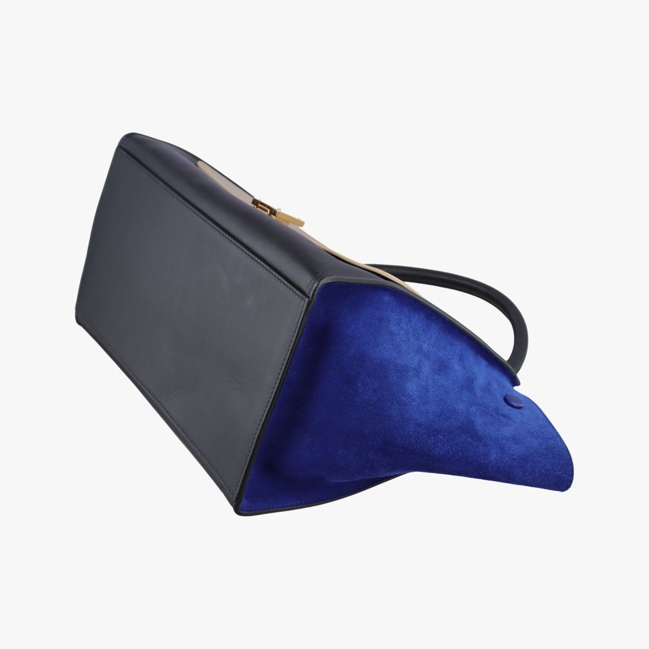 Celine Trapeze Medium Beige Black Blue Suede Leather S-cu Handbag — view 4