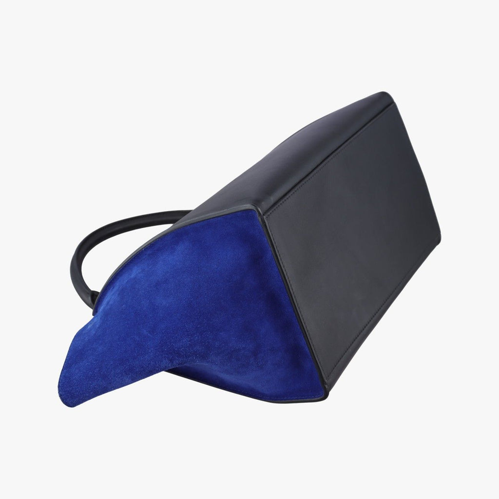 Celine Trapeze Medium Beige Black Blue Suede Leather S-cu Handbag — view 7