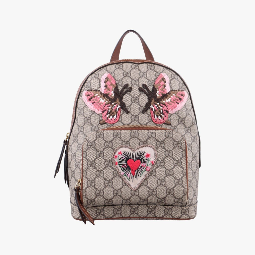 Gucci GG Supreme Tian Beige Multicolor Leather Backpack