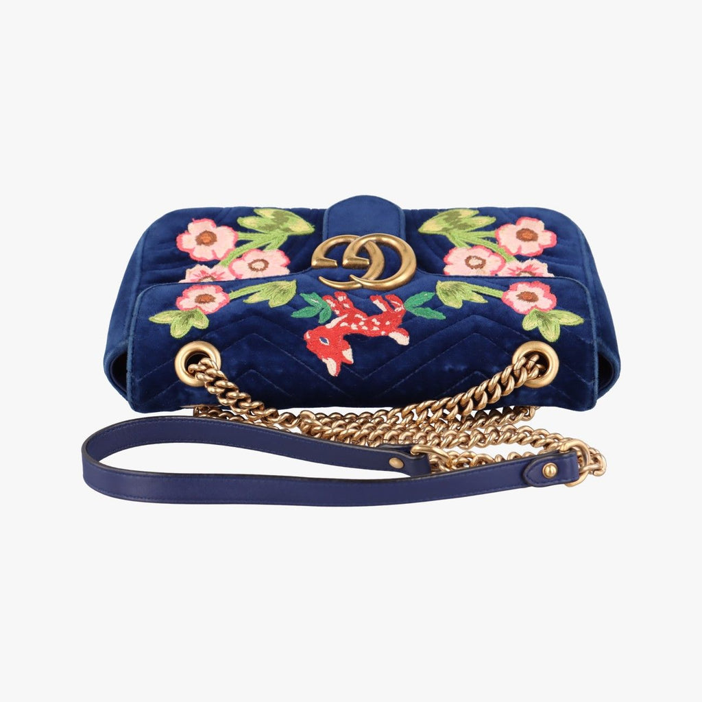 Gucci GG Marmont Navy Multicolor Velour — view 8
