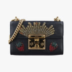 Gucci Padlock Black Red Gold Leather