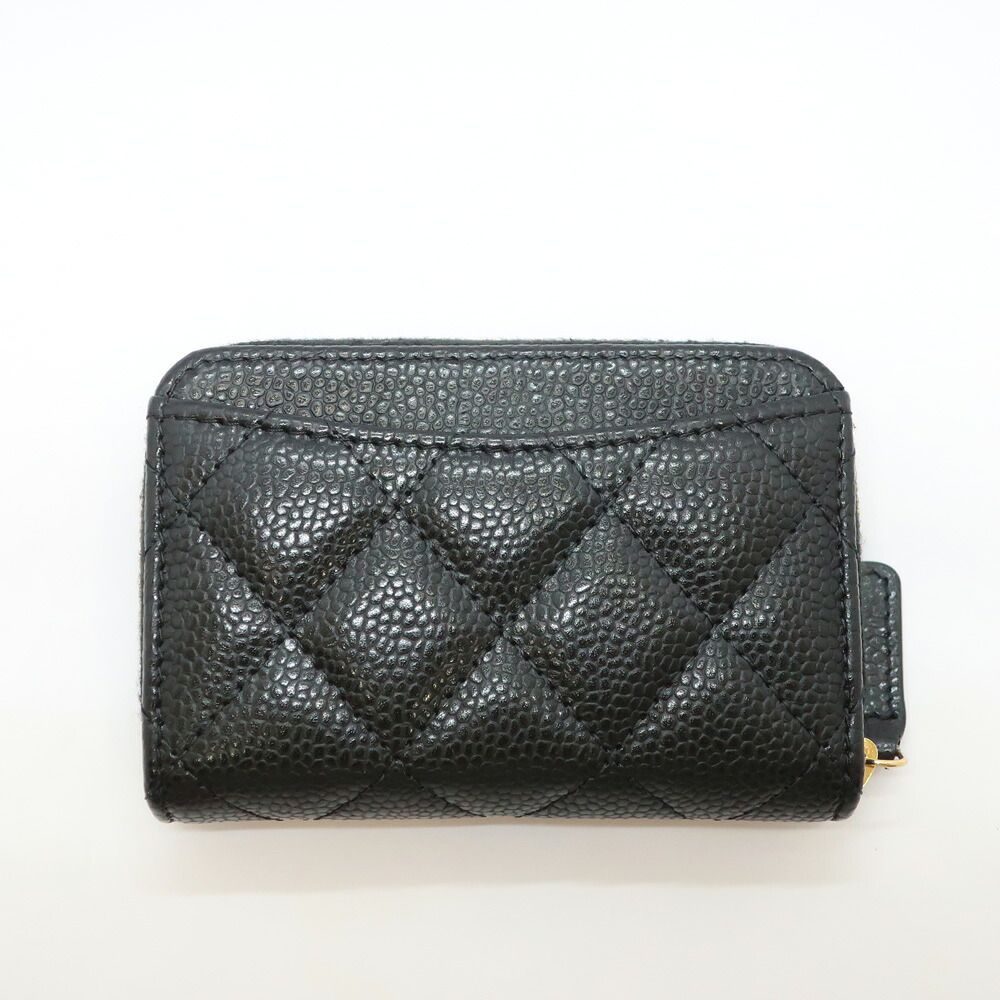 Chanel Classic Zip Coin Purse Black Gold Caviar Leather — view 2