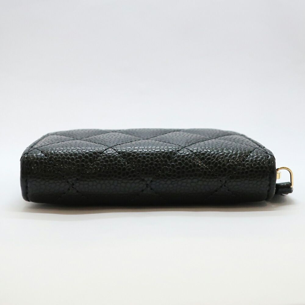 Chanel Classic Zip Coin Purse Black Gold Caviar Leather — view 3