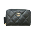Chanel Classic Zip Coin Purse Black Gold Caviar Leather