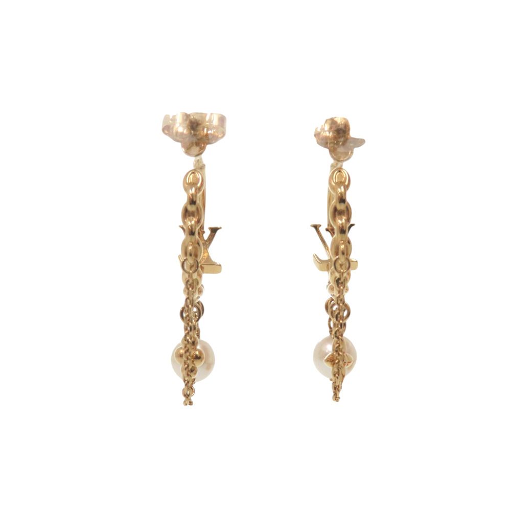 Louis Vuitton Blooming Earrings Pearl Metal Faux Gold — view 3