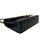 Chanel Vintage Quilted Double Flap Lambskin Chain Shoulder Bag Black — view 7