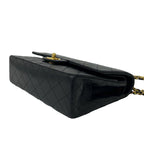 Chanel Vintage Quilted Double Flap Lambskin Chain Shoulder Bag Black — view 8