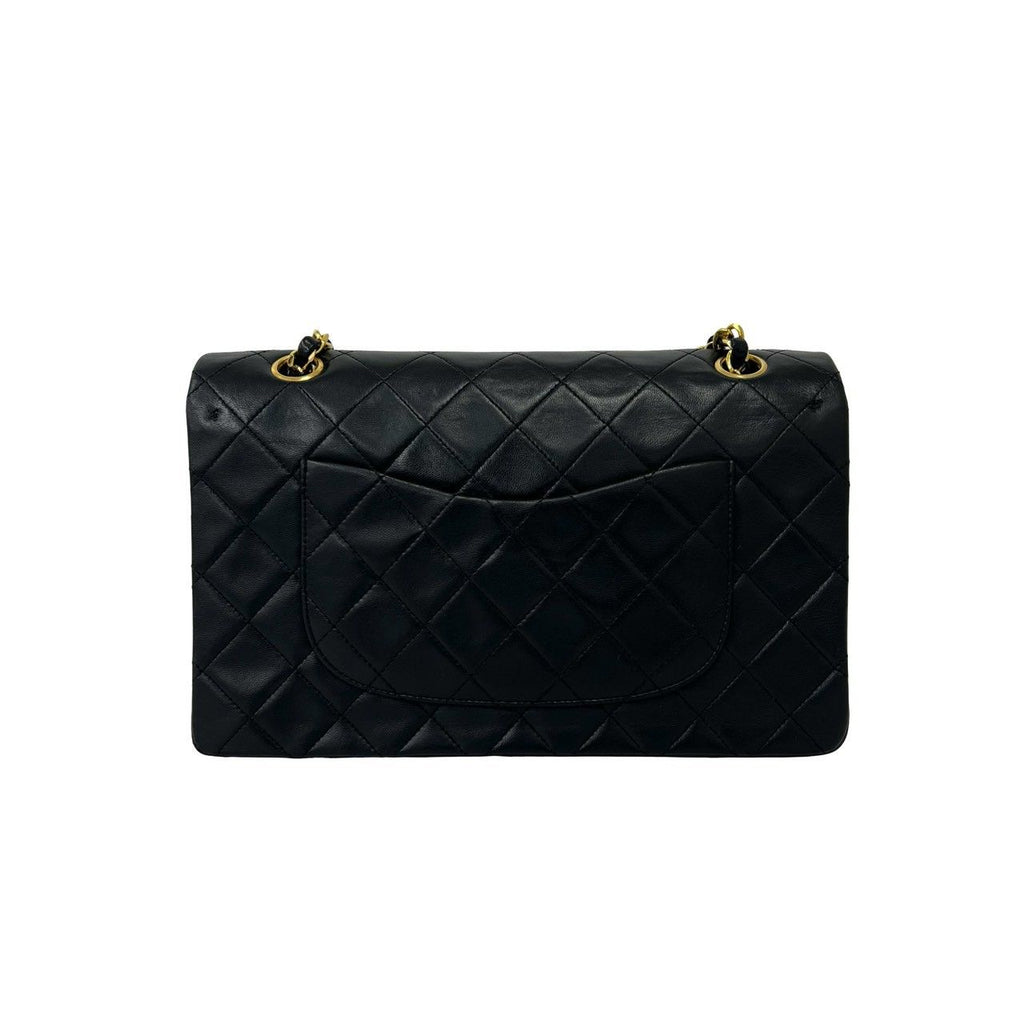 Chanel Vintage Quilted Double Flap Lambskin Chain Shoulder Bag Black — view 3