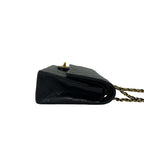 Chanel Vintage Quilted Double Flap Lambskin Chain Shoulder Bag Black — view 6