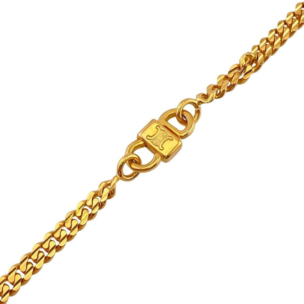 Celine Taurillon Off Rhinestone Necklace Gold — view 4
