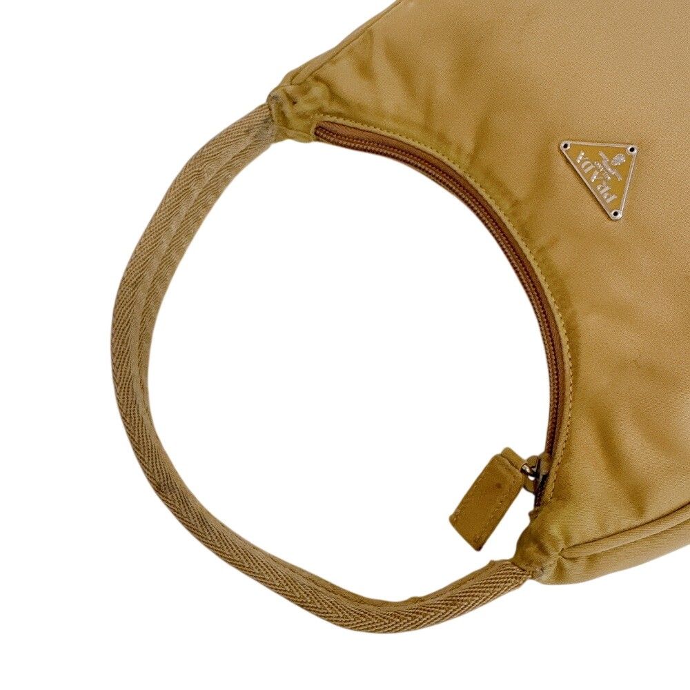 Prada Triangle Logo Nylon Pouch Beige — view 2