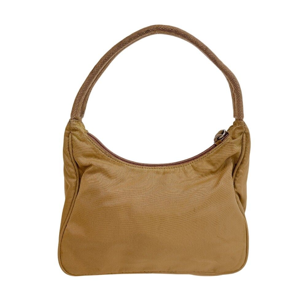Prada Triangle Logo Nylon Pouch Beige