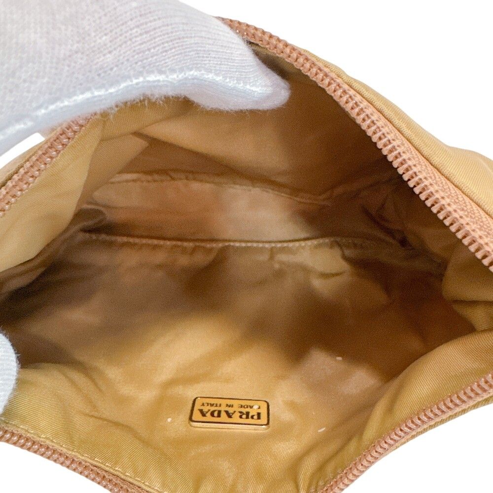 Prada Triangle Logo Nylon Pouch Beige — view 5