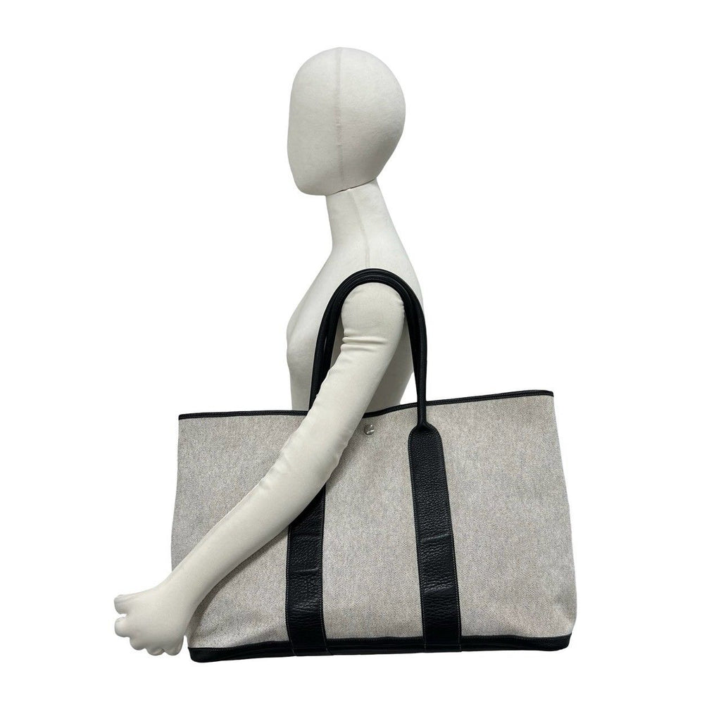 Hermes Garden Party GM Toile H Negonda Tote Bag Ecru Noir — view 2