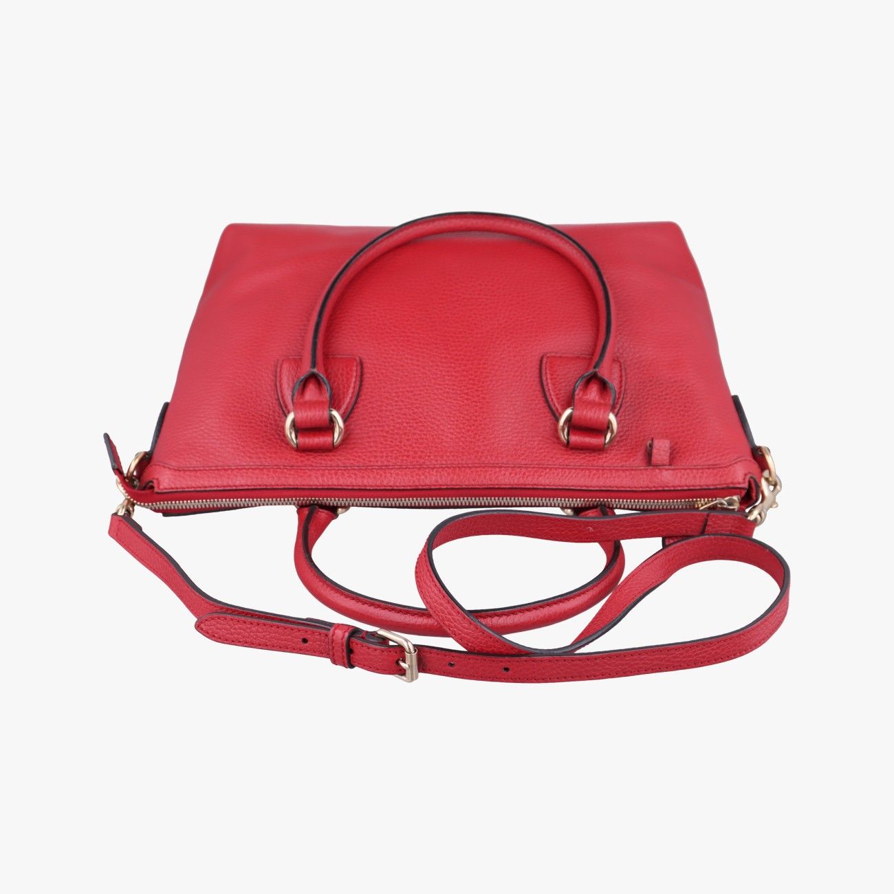 Gucci Interlocking G Charm Red Leather Keychain — view 8