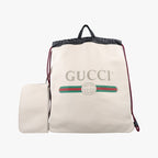 Gucci Print Draw String White Leather