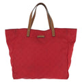 Gucci GG Nylon Red Brown Gold Tote Bag