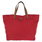 Gucci GG Nylon Red Brown Gold Tote Bag