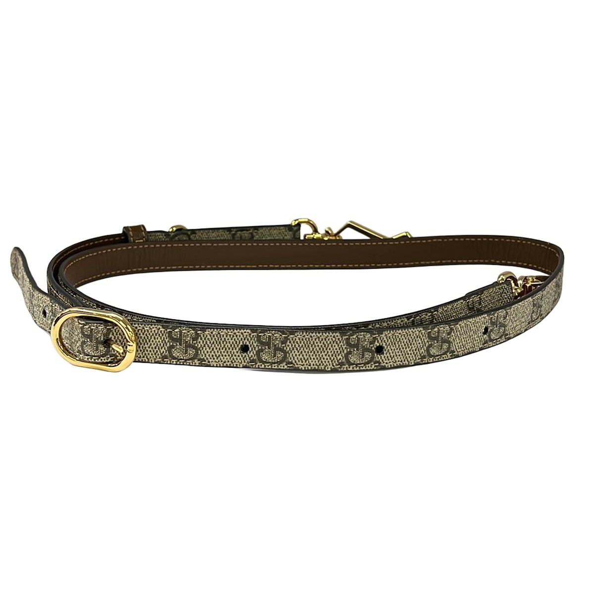 Gucci Shoulder Strap Dark Brown Ivory GG Pattern — view 2