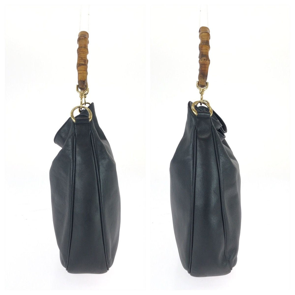 Gucci Bamboo Hobo 2-Way Black Gold Leather Shoulder Bag — view 8