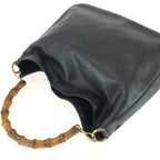 Gucci Bamboo Hobo 2-Way Black Gold Leather Shoulder Bag — view 5