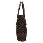 Celine Tote Bag Macadam Pattern Dark Brown Beige Embossed Leather — view 2