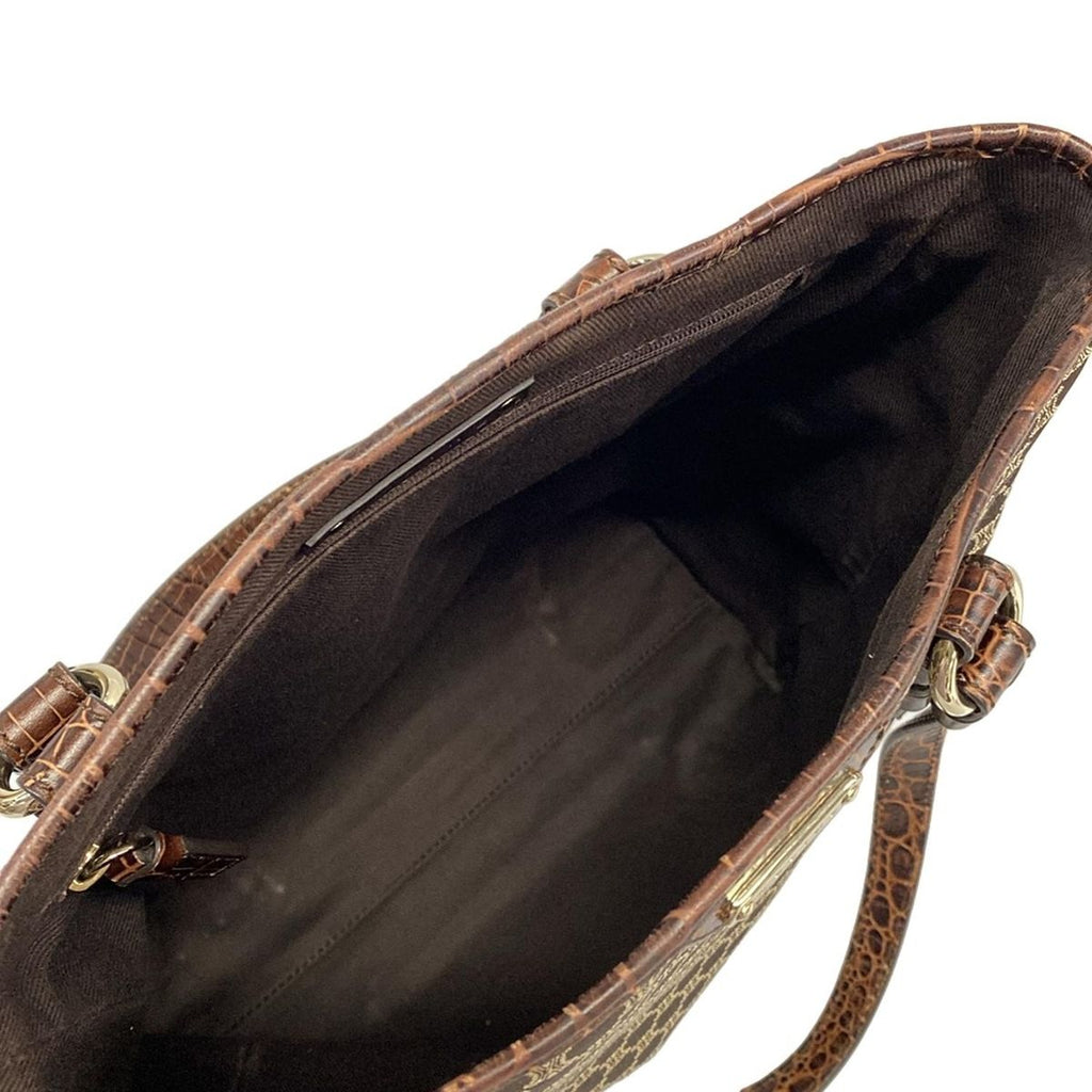 Celine Tote Bag Macadam Pattern Dark Brown Beige Embossed Leather — view 7