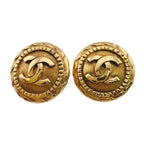 Chanel CC Logo Earrings Gold