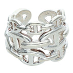 Hermes Chaine D'ancre Enchainee GM Silver Ring