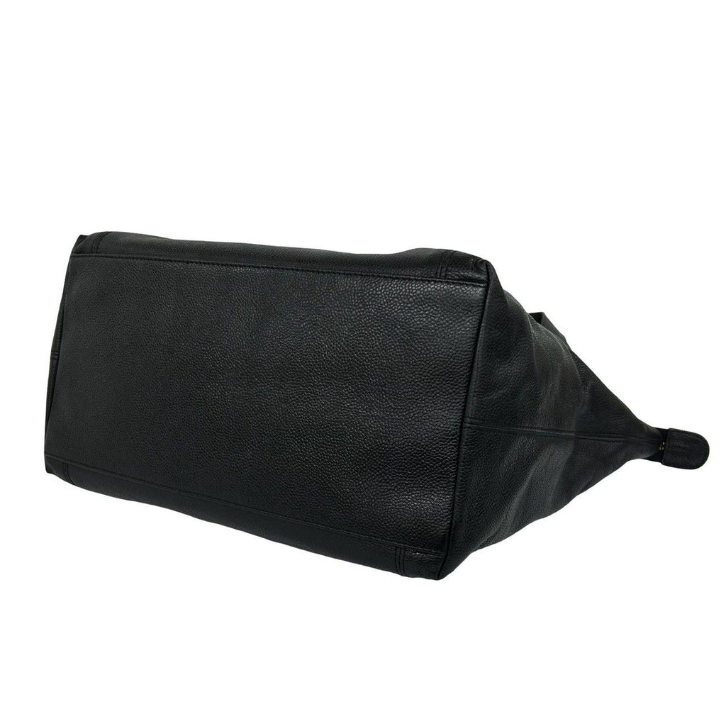 Chanel Vintage CC Logo Caviar Leather Tote Bag Black — view 8