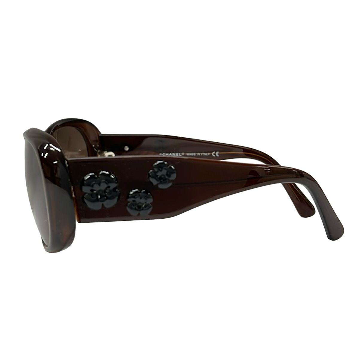 Chanel Sunglasses Clear Brown Dark Black Camellia CC Logo Eyewear — view 2
