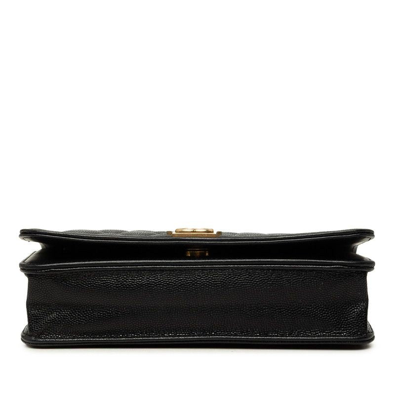 Chanel CC Logo Boy Chain Wallet Shoulder Bag Black Gold Caviar Leather — view 3