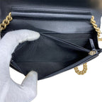Chanel CC Logo Boy Chain Wallet Shoulder Bag Black Gold Caviar Leather — view 4