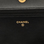 Chanel CC Logo Boy Chain Wallet Shoulder Bag Black Gold Caviar Leather — view 6
