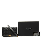 Chanel CC Logo Boy Chain Wallet Shoulder Bag Black Gold Caviar Leather — view 8