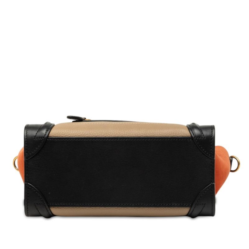 Celine Luggage Nano Tricolor 2-Way Shoulder Bag Beige Black Red Leather — view 3