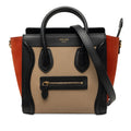 Celine Luggage Nano Tricolor 2-Way Shoulder Bag Beige Black Red Leather