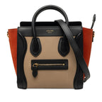 Celine Luggage Nano Tricolor 2-Way Shoulder Bag Beige Black Red Leather