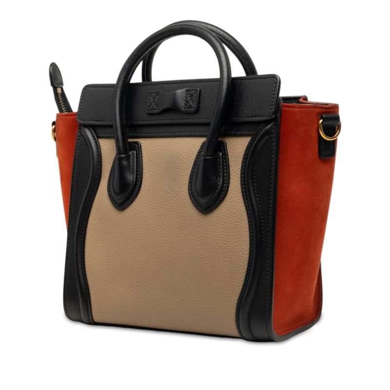 Celine Luggage Nano Tricolor 2-Way Shoulder Bag Beige Black Red Leather — view 2