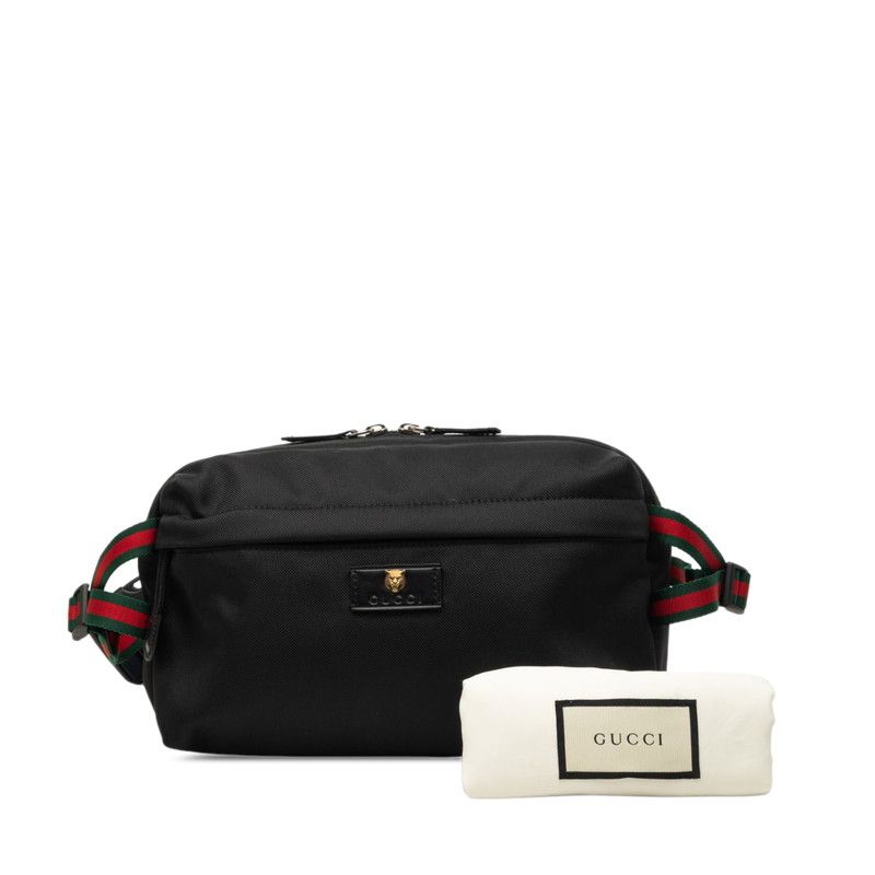 Gucci Sherry Line Tiger Head Waist Bag Black Canvas — view 7
