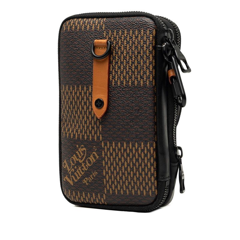 Louis Vuitton NIGO Damier Giant Double Phone Pouch Crossbody Shoulder Bag Brown — view 2