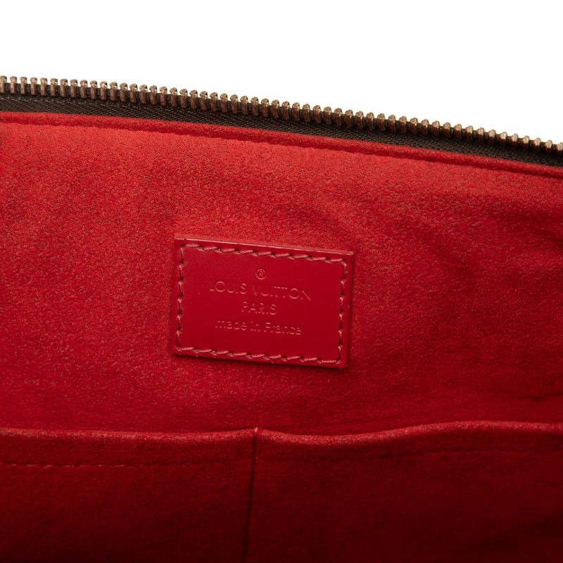 Louis Vuitton Damier Kaisa MM Tote Shoulder Bag Brown Cerise Red Leather — view 6