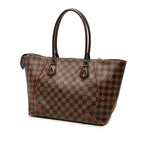 Louis Vuitton Damier Kaisa MM Tote Shoulder Bag Brown Cerise Red Leather — view 2